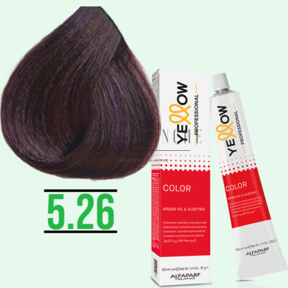 Yellow Професионална боя за коса с алое вера и пшеничен зародиш  Топли махагон 100 мл Alfaparf Yellow Hair Coloring Cream