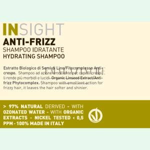 Rolland Insight Хидратиращ шампоан за цъфтяща и заплитаща се коса 400/900 мл  Anti Frizz Hidrating Shampoo