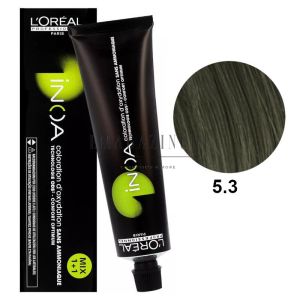L'Oréal Professionnel Permanent ammonia-free color cream Inoa - Golden tones 60 ml.